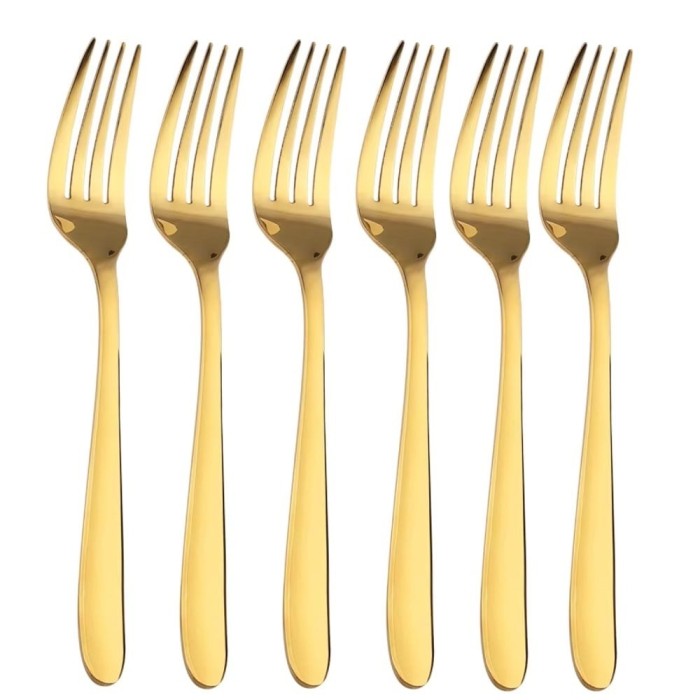 Set 6 furculite Pufo Simple pentru cafea, ceai, desert, otel inoxidabil, auriu, 20 cm