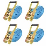 Cumpara ieftin Chingi fixare cu clichet, 4 buc, 4 tone, 8 m x 50 mm, albastru, vidaXL