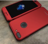 Husa IPAKY - Full Protection 360 Decupata - Iphone 7 Plus (Red) cu Folie Protectie Ecran