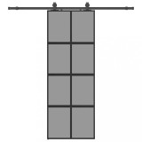 Cumpara ieftin Usa glisanta cu set feronerie neagra 76x205cm sticla securizata