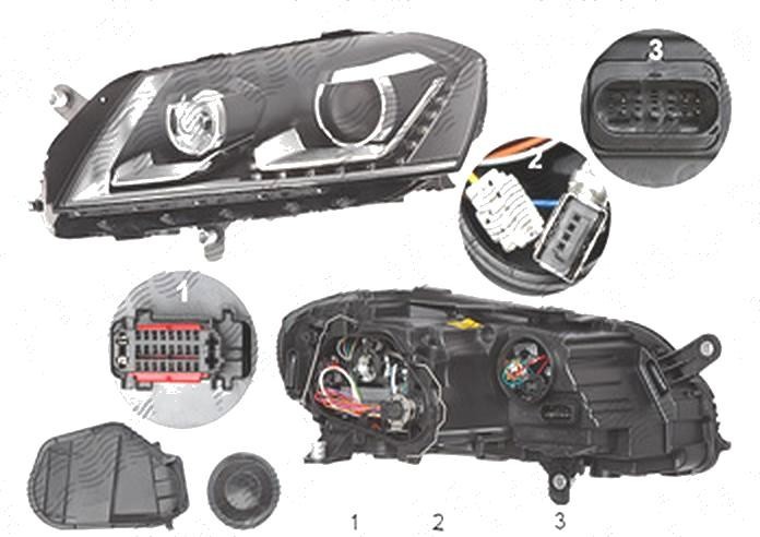 Far Volkswagen Passat (B7 (36)), 11.2010-, fata, Stanga, cu lumini de curbe; xenon; cu LED daytime running light; D3S+LED+PSY24W; electric; fara unit