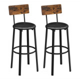 Set 2 scaune de bucatarie/bar, Artool, pal si otel, maro rustic, negru, 39x39x100 cm