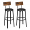 Set 2 scaune de bucatarie/bar, Artool, pal si otel, maro rustic, negru, 39x39x100 cm