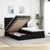 VidaXL Cadru de pat otoman cu saltele, material negru 180x200cm