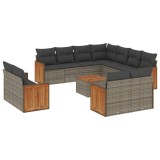 Cumpara ieftin Set canapea de gradina cu perne, 12 piese, gri, poliratan