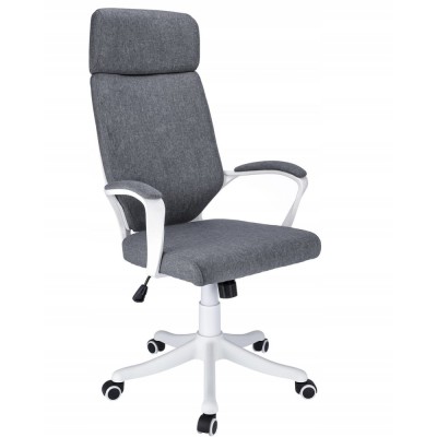 Scaun de birou, Jumi, rotativ, functie tilt, textil, gri si alb, max 120 kg, 64x65x111-120 cm foto