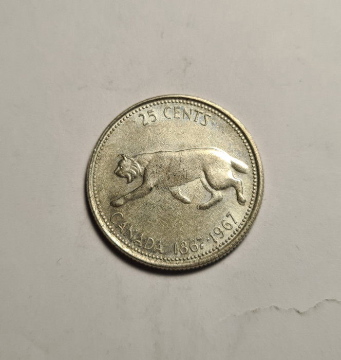 Canada 25 Cents Centi 1867 1967 de Argint