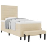 vidaXL Pat cu arcuri cu headboard Crem 80 x 200 cm țesătură 3343951