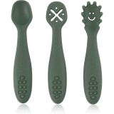 Petite&amp;Mars Take&amp;Match 6m+ linguriță pentru copii Misty Green 3 buc