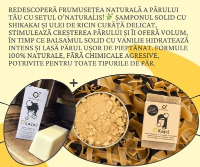 Set ingrijire par O&amp;rsquo;Naturalis &amp;ndash; Sampon solid cu shikakai &amp;amp; ricin + Balsam solid cu vanilie foto