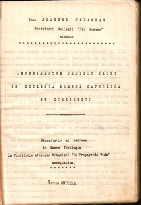 Biserica Romana unita: Ioan Salagean despre Dreptul Canonic in Bis. romanilor