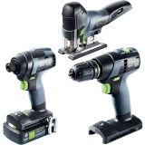 Festool TID 18 HPC 40 I-Plus + TXS 18-Basic + PSC 420 EB-Basic - Masina de gaurit cu impact 18 V + Masina de gaurit si insurubat 18 V + Ferastrau vert