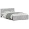 Cadru de pat cu tablie, gri beton, 135x190 cm