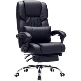 SONGMICS Scaun birou ergonomic, cu suport picioare retractabil, spatar reglabil 135&deg;, maxim 150 kg, 70x70x125 cm, negru