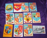 Cumpara ieftin Lot 12 carti postale steme judete stema judet posta romana romaniei buzau bihor arad mures arges maramures caras severin botosani