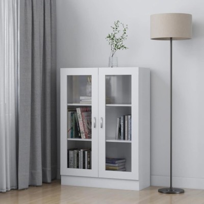 vidaXL Dulap cu vitrină, alb, 82,5 x 30,5 x 115 cm, PAL foto
