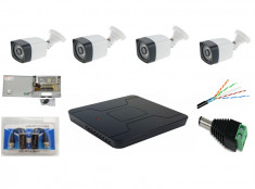 Kit 4 camere supraveghere AHD 1080p Full HD, Exterior + DVR 4 canale + Surse + Cablu + Mufe foto
