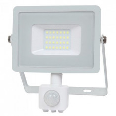 Reflector Led Smd 20w 6400k Ip65 Cu Senzor Miscare - Alb