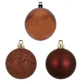 Set Globuri Crăciun, Model Mat și Glitter, Culoare Maro/Bronz, 5 cm, 12 Bucăți, Oem