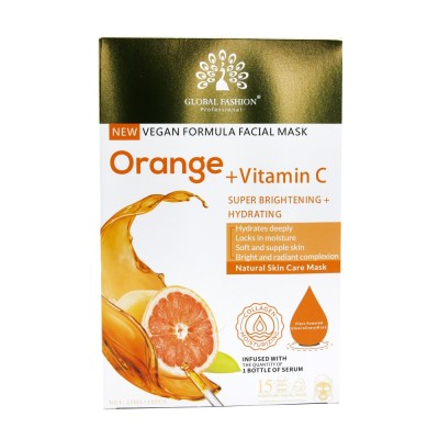 Mască facială Global Fashion, portocală + vitamina C, super iluminatoare și hidratantă, 25 ml, 10 bucăți foto