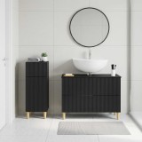 Cumpara ieftin Set de dulapuri pentru baie, 2 piese ARNHEM Negru