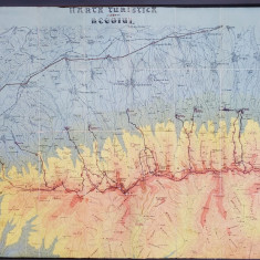 MASIVUL NEGOIU - HARTA TURISTICA , SCARA 1 : 50.000 , PERIOADA INTERBELICA