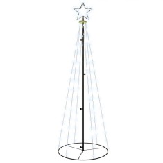 Brad de Craciun conic, 108 LED-uri, alb rece, 70x180 cm foto