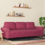 vidaXL Canapea cu 3 locuri, roșu vin, 180 cm, material catifea
