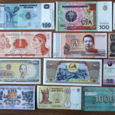 COLECTIE LOT 17 BANCNOTE DIFERITE DIN 17 TARI UNC necirculate **