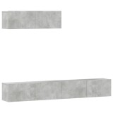 Cumpara ieftin Set dulapuri TV, 3 piese, gri beton, lemn prelucrat