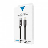 Cablu Vetter Type-C Cable to Lightning with PD Quick Charge, MFI, Negru