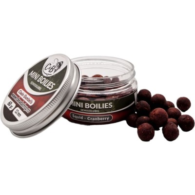 Mini Boilies C&amp;amp;B Semisolubil, Squid Cranberry, Rosu, 12mm, 60g foto