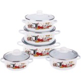 Set 5 oale emailate capace sticla OTI 16 18 20 22 24cm OTI0017 CNN37349