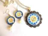 set bijuterii sticla cu mandala