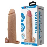 Manșon vibrator PRETTY LOVE Xerxes, realist, cu inel pentru testicule, bullet detașabil, din TPR flexibil, culoarea pielii, 22 cm