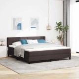 Pat cu arcuri Maro &icirc;nchis 180 x 200 cm Țesătură de tapițerie