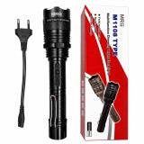Lanterna Electrosoc MRG M1108, Aluminiu, LED, Reincarcabila, 24cm, Negru C1226