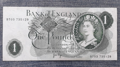 1 Pound ND ( 1970 - 1978 ) Marea Britanie Anglia / lira J. B. Page / 735129 foto