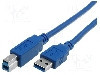 Cablu USB A mufa, USB B mufa, USB 3.0, lungime 1.8m, albastru, VCOM - CU301-018-PB
