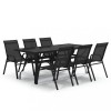 Set de servit masa pentru gradina, 7 piese, negru