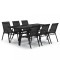 Set de servit masa pentru gradina, 7 piese, negru