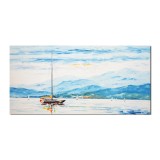 Tablou peisaj cu veliere, pictat manual 140x70cm ulei pe panza in cutit efect 3D, gata de agatat pe perete