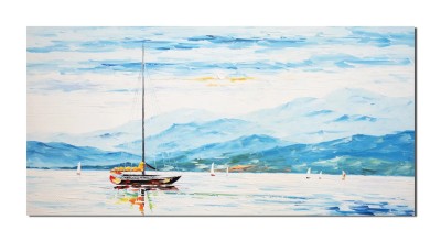 Tablou peisaj cu veliere, pictat manual 140x70cm ulei pe panza in cutit efect 3D, gata de agatat pe perete foto