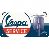 Placa metalica cu snur - Vespa Service - 10x20 cm, Nostalgic Art Merchandising