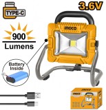 Proiector Led cu Baterie Incorporata si Incarcare Type C 900 lumeni Ingco HRLF4415