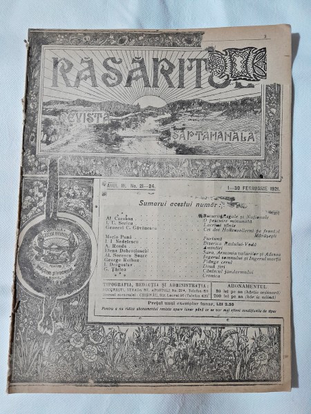 Revista Rasaritul, anul III, nr.21-24/1921