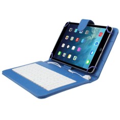 Husa Tableta 7 Inch Cu Tastatura Micro Usb Model X , Albastru , Tip Mapa , Prindere 4 Cleme C105 foto