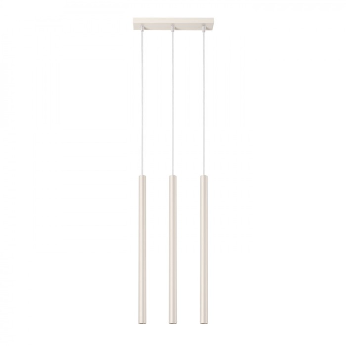 Lampă Suspendată Pastel Bej Oțel 3 Becuri Tub Modern De Interior