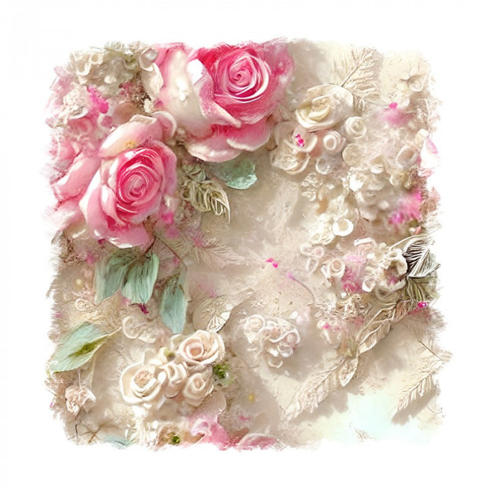 Sticker decorativ, Trandafiri, Roz, 55 cm, 6682ST
