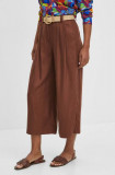 Medicine pantaloni femei, culoarea maro, fason culottes, high waist
